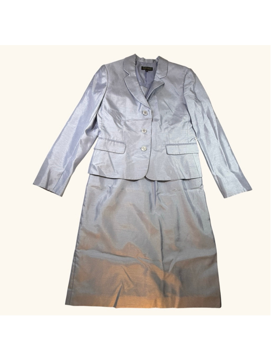 John Meyer Collection Pants - John Meyer Collection 2 Pc Suit Womens 10 Silver Blue Skirt Suit Church Wedding
